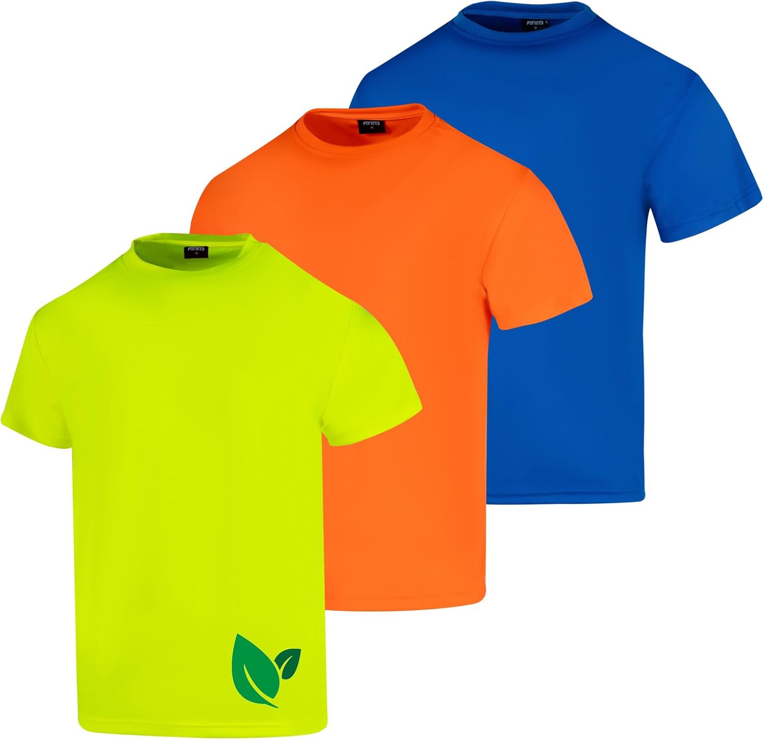 FONIRRA 3 Pack UPF 50+ Safety Shirts for Men Recycled Polyester High Visibility Short Sleeve Construction Work Hi Vis T Shirt