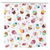 WOPQS Delicious Cupcakes Duschvorhang, 183 x 183 cm, für den täglichen Haushalt, stilvoll, waschbar, Badezimmer-Gardinen, moderne Kunst
