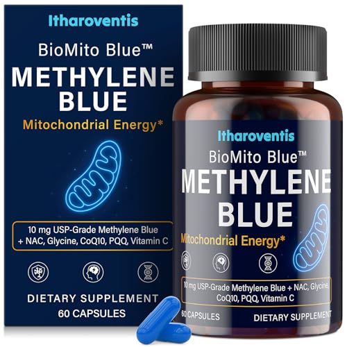 Itharoventis Methylene Blue Pharmaceutical Grade Capsules USP Grade Supplement with CoQ10 NAC PQQ Glycine & Vitamin C Capsule Format No Formaldehyde 60 Count