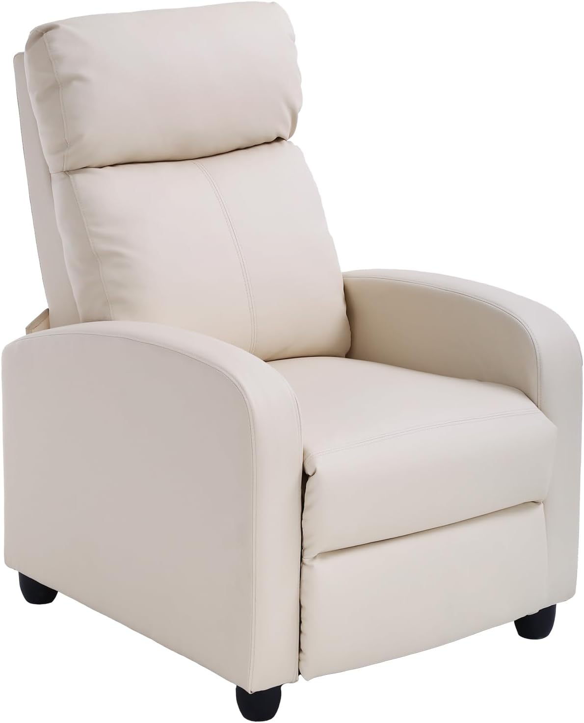 Recliner Chair Recliner Sofa Modern Reclining Chair w/Footrest Backrest Breathable Padded PU Leather Single Sofa Home Theater Seating Reclining Easy Lounge for Living Room Bedroom,Beige