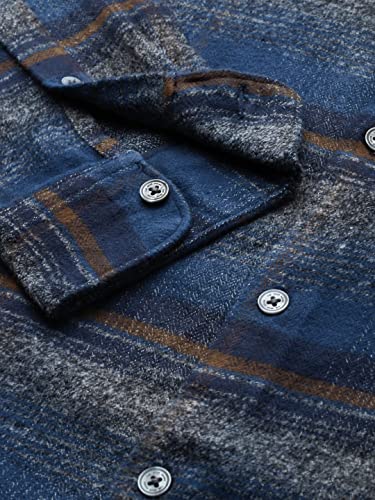 Image of THE BEAR HOUSE Men's Cotton Grey & Blue Checks Slim Fit Shirt | L |TBH-BRIT-GY-L |