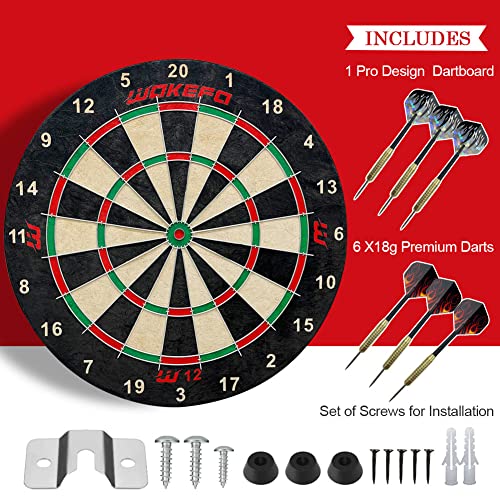 Bristle Dartboards Dart Board Set: 18" In Premium Sisal Round Spider Wire Dartboards Includes 6 Steel Tip Darts, Staple-Free Bullseye Ultra-Thin Wire Spider Darts Board #TOP2