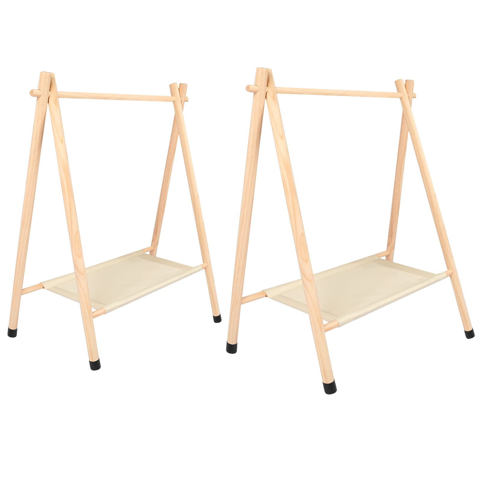 Queekay 2 Pcs Kids Clothing Rack 2 Size 20.5" x 11.8" x 29.5" & 31.5" x 13.8" x 31.5" Baby Clothes Rack Dress up Storage Wooden Clothes Organizer Child Garment Racks for Toddler Doll Dog