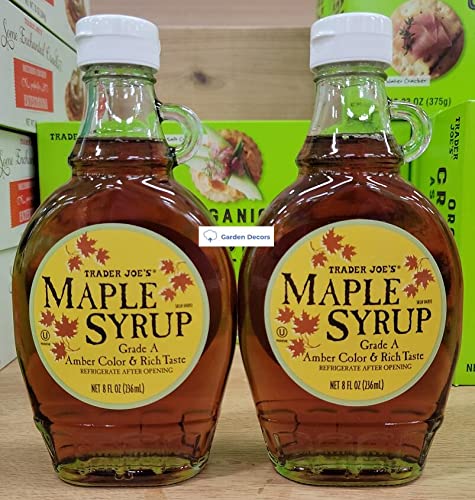 Trader Joe’s Grade A Maple Syrup Amber Color & Rich Taste 8fl oz 236ml (Two Bottles)