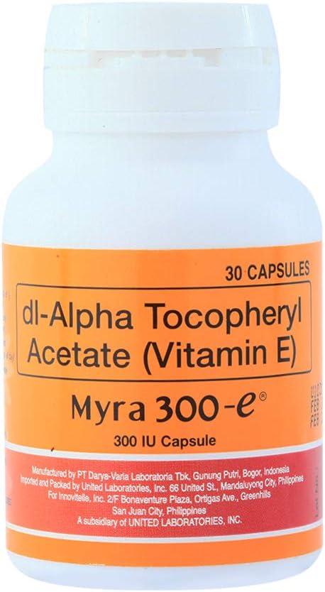 60 Capsules Myra E 400 IU Vitamin E d-Alpha Tocopherol by Myra E
