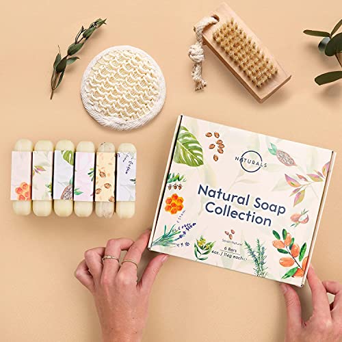 O Naturals 100% Natural Bar Soap - Assorted 6 Pcs Soap Gift Set - Organic Ingredients & Essential Oils - Spa Gifts For Women & Men, Body Wash Soap Bar & Face Soap - Natural Soap - Mother's Day Gifts #TOP1