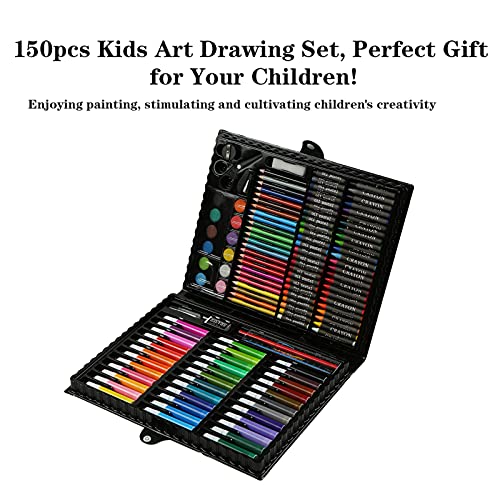 Tomshin 150pcs Conjunto de Desenho de Arte Ferramentas de Desenho de Pintura Infantil Cor da Água Ca
