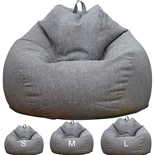 Kodeng Large Small Lazy Sofas Cover Chairs Without Filler Linen Cloth Lounger Seat Bean Bag Pouf Puff Couch Tatami Living Room Beanbags (85X105Cm) #TOP4