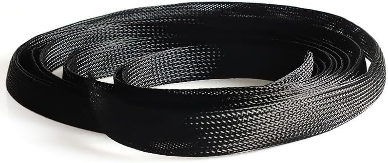 Gaine tressée extensible PET noire de 60mm pour organiser et protéger vos câbles