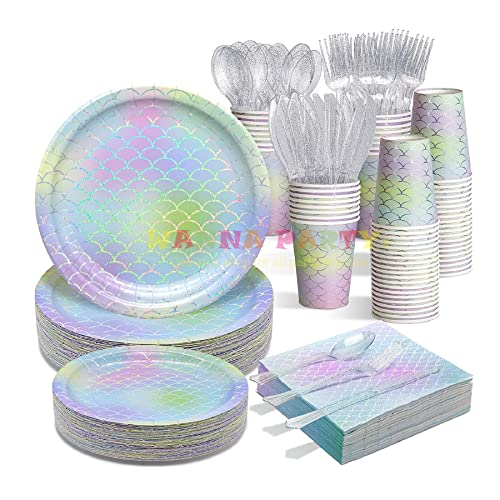 Image of Wanna Party Memaid Theme Party Plates|Underwater Theme Party Plates| Paper Plates for Birthday Parties | 8 PC | 9 inches