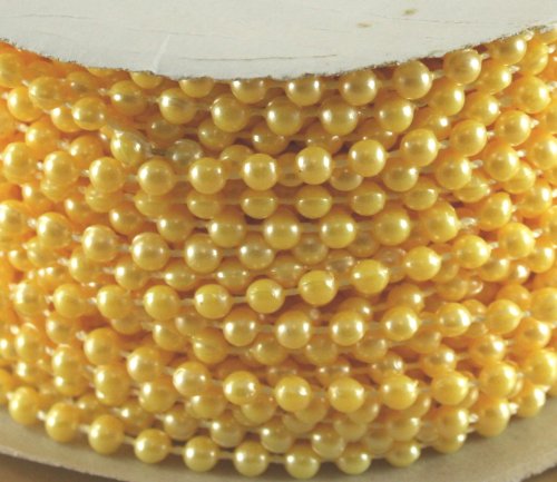 4mm Faux Pearl Plastic Beads on a String Craft Roll Yellow