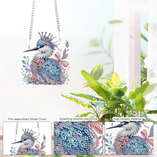 Image of AiYuanzsh Kingfisher Diamond Painting Pendant Kit, Beautiful Bird 5D DIY Acrylic Special Shaped Rhinestones Diamond Art Hanging Sign, Holiday Wall or Door Decoration, Christmas Gift for Adults