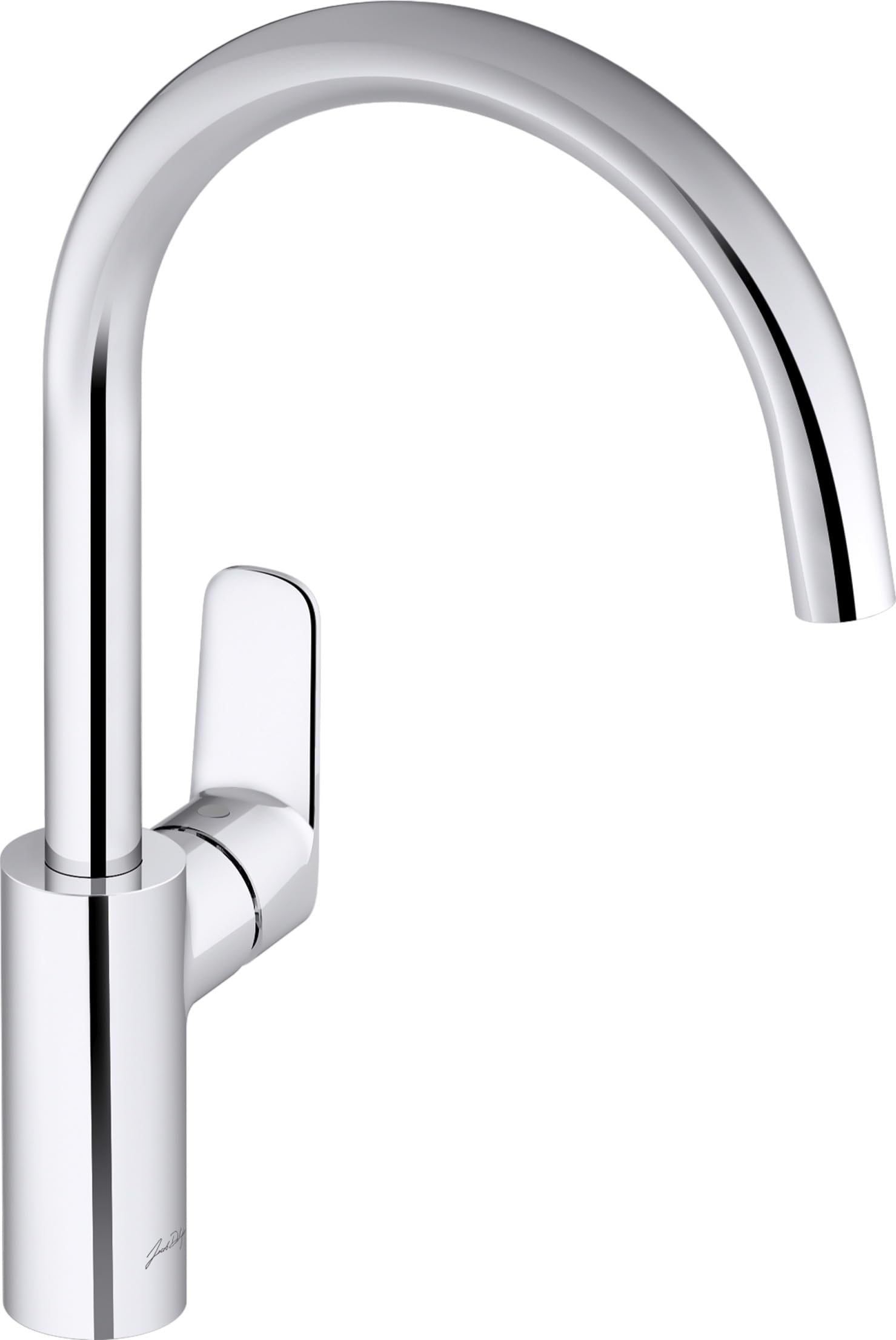 JACOB DELAFON Grifo de cocina monomando cromado Caño orientable cuello de cisne Aireador antical Ahorro de agua y energía por apertura en frío Latón Cromo E35686-4-CP (Cromo)