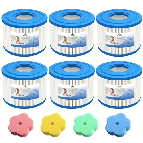 LVJUSEN S1 Hot tub Filter- Replaces JPC01 Pool Filter/ 29001E Compatible with All Pure Spas 11692/ SB-H10/ JPC01/ 28403E/ 28407E/ 28443E Swimming Pump with 4X Hot Tub Sponges