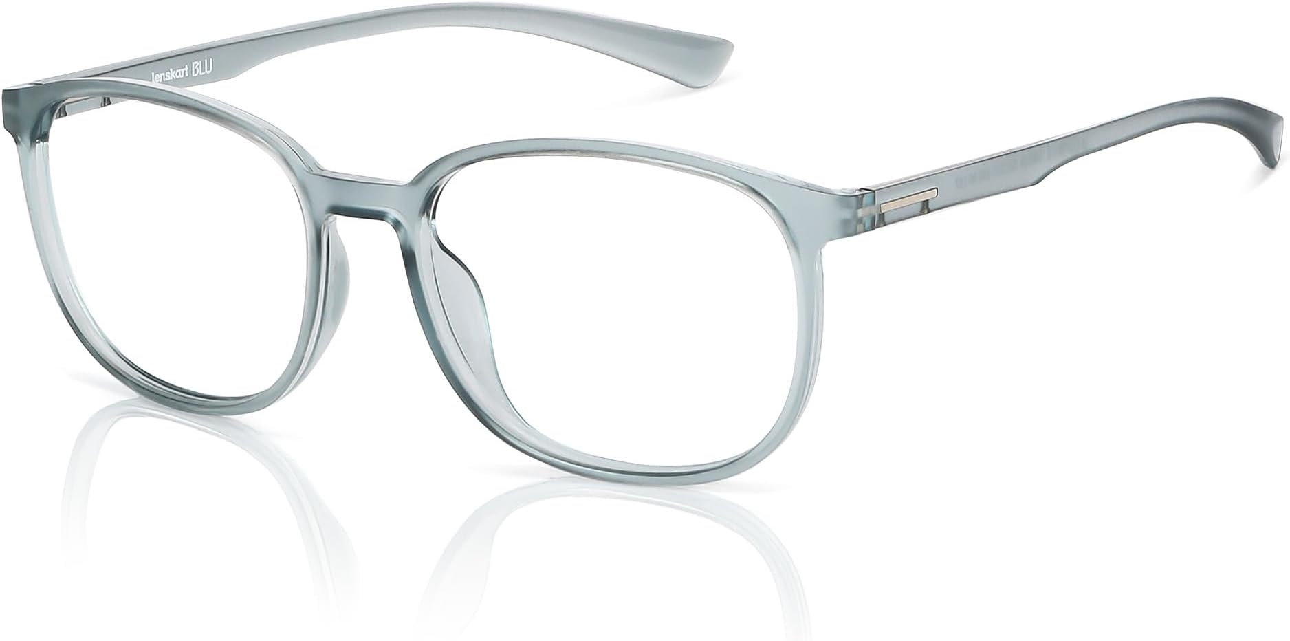 LENSKART BLU | Zero Power Blue Cut Computer Glasses | Anti Glare, Lightweight & Blocks Harmful Rays | 100% UV Protected | Full Rim Round | For Men & Women | Large | LB E13739-C1