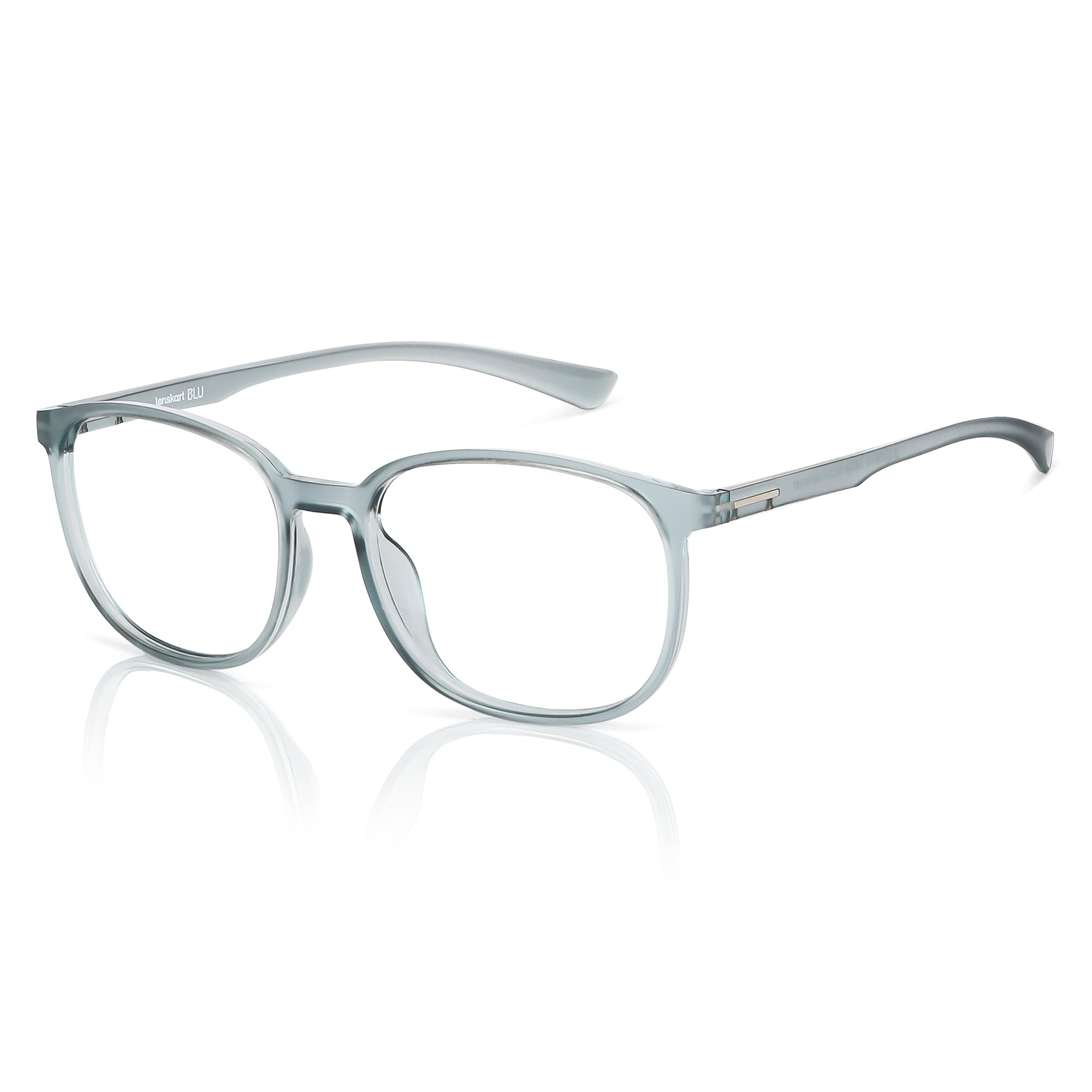 | Zero Power Blue Cut Computer Glasses | Anti Glare, Lightweight & Blocks Harmful Rays | UV Protection Specs | Men & Women | Large | LB E13739 (Grey)