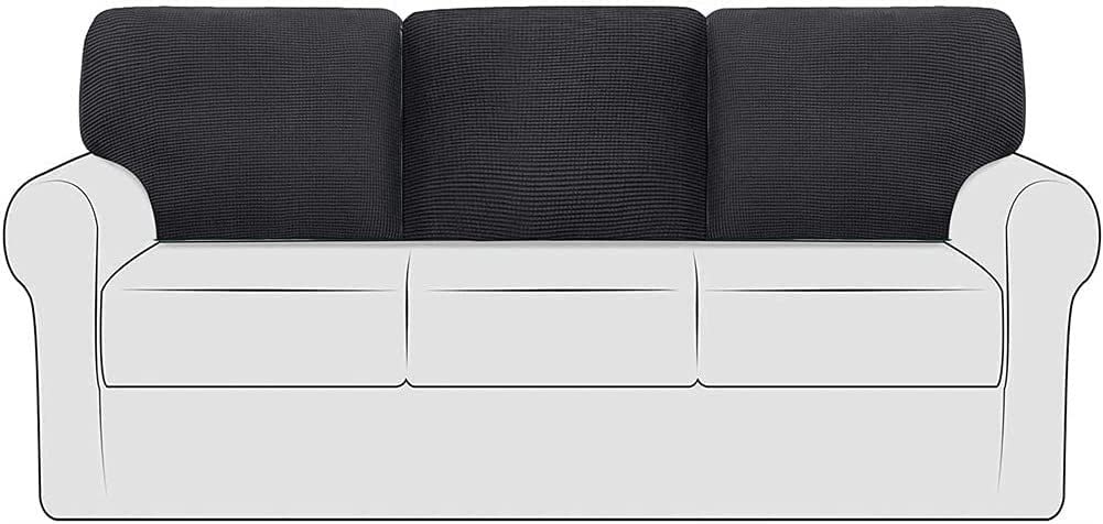 Housse de coussin de canape extensible polaire douce grise protection dossier salon cocooning