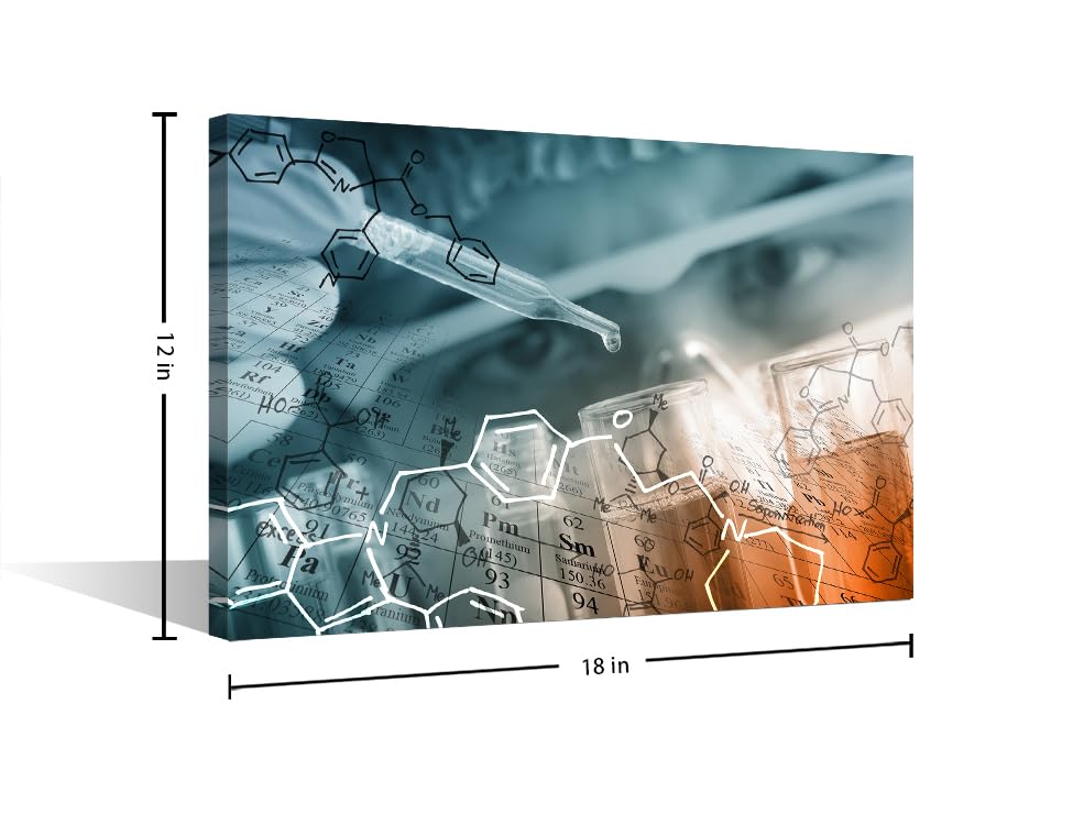 Image of TUMOVO 1 Panels Scientist and Test Tubes Laboratory Concept Paintings for Wall Decorations Scientists and Scientific Experiments Wall Painting Art Prints and Posters Framed Ready to Hang (12 inch Wx18 H)