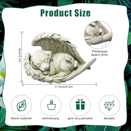 YUZHEDM Katze Hund Engel Gartendeko Figuren 11,5cm x 8cm Haustier Denkmal Grab Marker Tribut Statue Harz Engel Gartendeko Figuren Ewiges Denkmal Haustiergedenkstein Geeignet für Lnnenhof Lnnenbereich