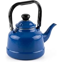 Nostaljik Emaye Kamp ve Mutfak Demli i, Retro  aydanl k, Is ya Dayan kl  Kulp Mavi - 1,7 lt