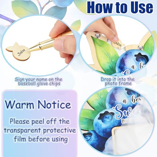 Image of Wenqik 63 Pcs Blueberry a Berry Sweet is on The Way Baby Shower Guest Book Alternatives Set Baby Shower Decorations with Photo Frame Sonogram Frame Keepsake 60 Wood Slices Guest Book for Birthday