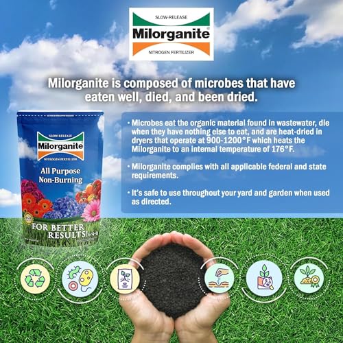 Milorganite All-Purpose Eco-Friendly Slow-Release Nitrogen 6-4-0 Fertilizer, 5 Pound Bag (Pack of 2) - for Lawns, Flowers and Gardens