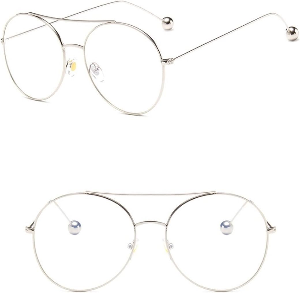 Chezi Lightweight Wire Metal Frame Crossbar Sphere Accent Round Eyeglasses