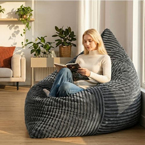 3 in 1 Giant Bean Bag Chair for Adults & Kids, Convertible Bean B...