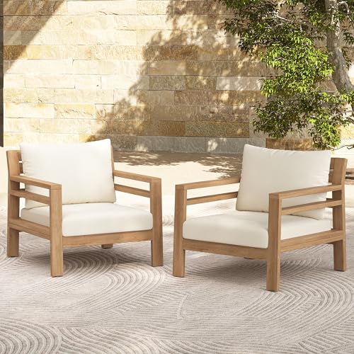 Merax Light Teak Club Chairs