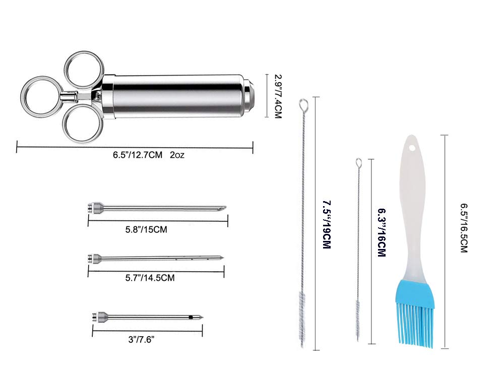 Siringa Di Marinata Per Barbecue In Acciaio Inossidabile Tutte Le Parti In Acciaio Inossidabile Con 1 Spruzzatore Da 60 Ml 1 X - Foto 6