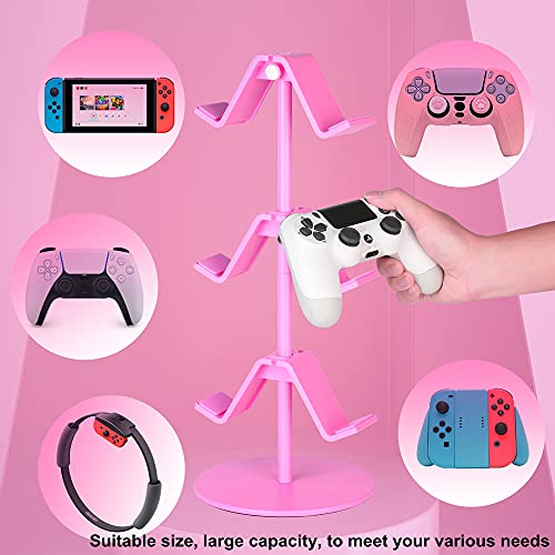 Image of Controller Holder Pink,Headphone Stand,3 Tier Multi Adjustable Game Controller Headset Hanger for All Universal Gaming PC Accessories, Xbox PS4 PS5 Nintendo Switch(Cute Pink)
