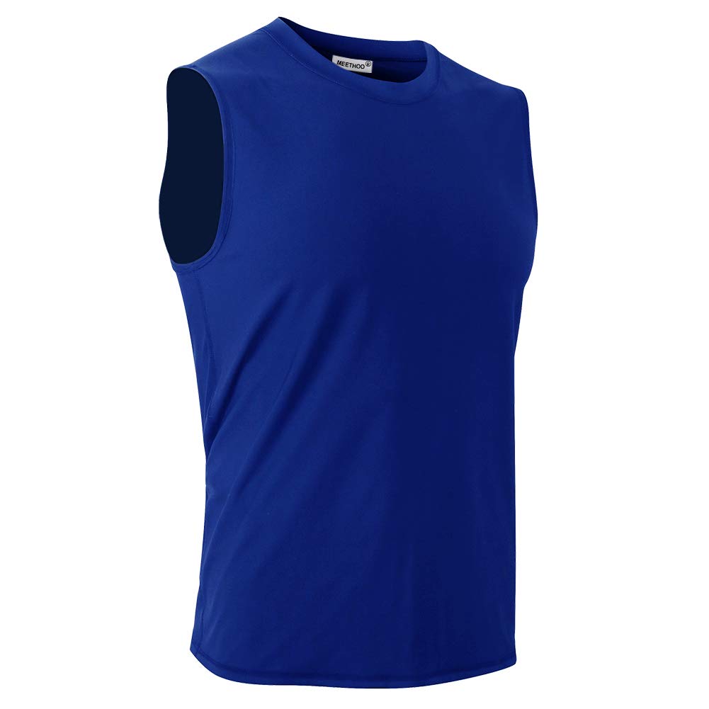 MeetHoo Men's Compression Shirt Slimming Sleeveless Shapewear Men Vest Seamless Undershirt Body Shaper Tank Top Workout Sport Blue