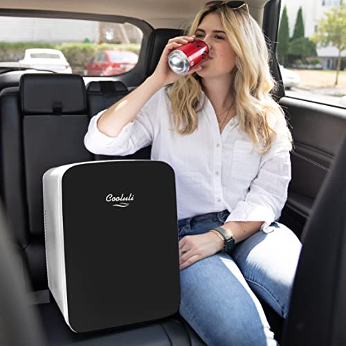 Cooluli 15L Mini Fridge for Bedroom - Car, Office Desk & College Dorm Room - 12v Portable Cooler & Warmer for Food, Drinks, Skincare, Beauty & Makeup - AC/DC Small Refrigerator with Glass Front, Black by Cooluli - Image 6
