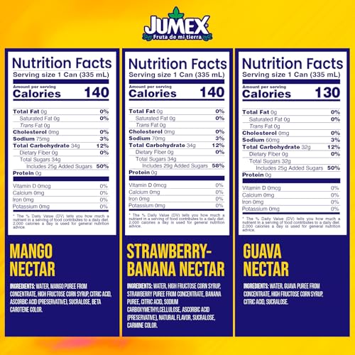 Image of Jumex Tropical Pack (Mango, Strawberry-Banana, and Guava) | Recyclable Cans with Non-BPA Lining | 11.3 Fl Oz (Pack of 24)