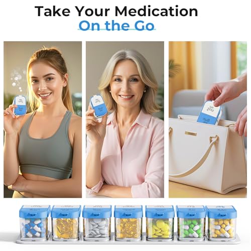Image of Odaro Extra Large Weekly Pill Organizer, XL Pill Box 7 Day Am Pm, Jumbo Medicine Organizer 2 Times A Day to Hold Daily Medicine Vitamin and Supplements - Blue