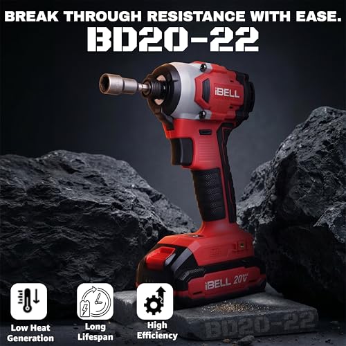 Image of IBELL IBL BD20-22 20V Brushless Cordless Impact Screwdriver | 220Nm High Torque | 3-Speed Control | 2 Mode Impact Driver | 1 /4 inch Hex Chuck | Professional Power Tool | 12 Months Warranty