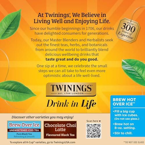 Image of Twinings Chai Latte Black Tea 72 K-Cup Pods for Keurig, 12 Count (Pack of 6), Creamy, Slightly Sweet, Less Sugar, Caffeinated, Enjoy Hot or Iced