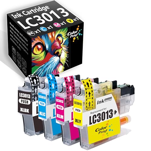 Color Print Compatible Ink Cartridge Replacement for Brother LC3013XL LC3013 XL LC3011 LC3013BK LC3013XL for MFC-J491DW MFC-J497DW MFC-J690DW MFC-J895DW MFC J690DW J497DW J895DW Printer (BCMY, 4 Pack) -  LC3013 Ink Cartridge