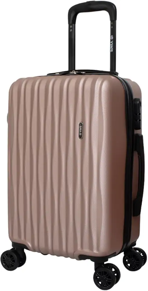 Yin's Mala Bordo 55x35x25 10kg, Padrão ANAC, com Rodas 360° Silenciosas, Cadeado Fixo Integrado, Rígida, em ABS Resistente e Leve, para Viagem - Rosé