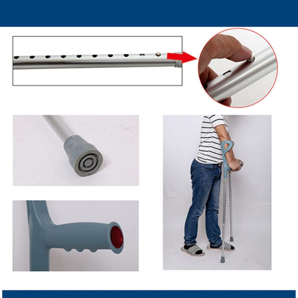 Muletas de Antebrazo para Adultos, Bastones Ergonómicos para Caminar, 10 Alturas Ajustables, Andador para Ancianos, Altura Aplicable: 140-190 cm (Color : Silver (1 Pair))