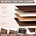 L-Shaped Modern Large Wooden Commercial Reception Desk with Counter & Shelves, Front Reception Desk Counter Table with Storage, Drawers for Offices,Home (Brown + Black, Left- 71''L x 34''W x 41''H)