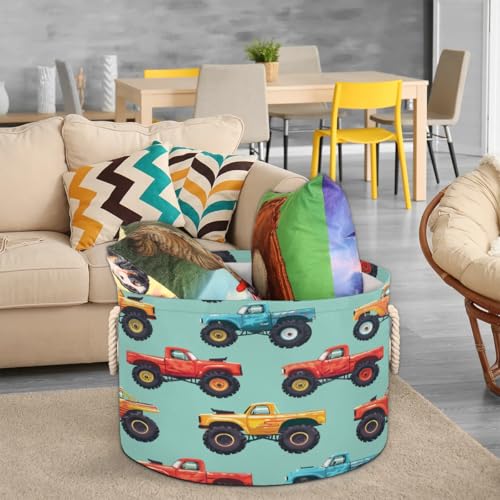Xosoxruk A-002Y-004-0688-01-249A-005F Colorful Monster Truck Round Storage Basket thumb #6