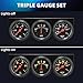 MH 2inch 52mm Triple Gauge Set, Oil Pressure Gauge (0-150PSI) Water Temperature (100°F-280°F) Ammeter (-60 to 60AMP), Car Auto 3 Gauges kit