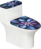 KUIFORTI Abstract Flowers Toilet Lid & Tank Cover Set of 2 - Stretchable Fabric Fits Round, Elongated, Oblong Toilets - Stylish Bathroom Decor