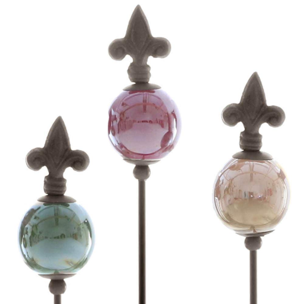 finehomegarden Rosenkugel Violence 3er Set | Gartenstecker | H109 cm x Ø 7 cm, farbig abgestimmt.
