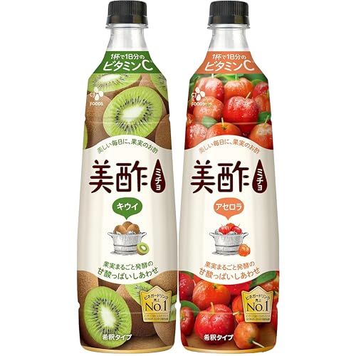 【 2本セット】美酢 ミチョ キウイ 900ml、1本・美酢 ミチョ アセロラ900ml、1本｜飲むお酢 果実発酵酢｜炭酸・水・牛乳で割る希釈タイプ｜韓国 ビネガードリンクのサムネイル