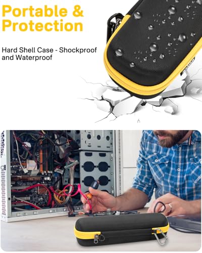Image of RAIACE Hard Carrying Case for Fluke T5-1000 /T5-600 Electrical Voltage, Continuity and Current Tester - Black(Yellow Lining) (Black(Yellow Lining))
