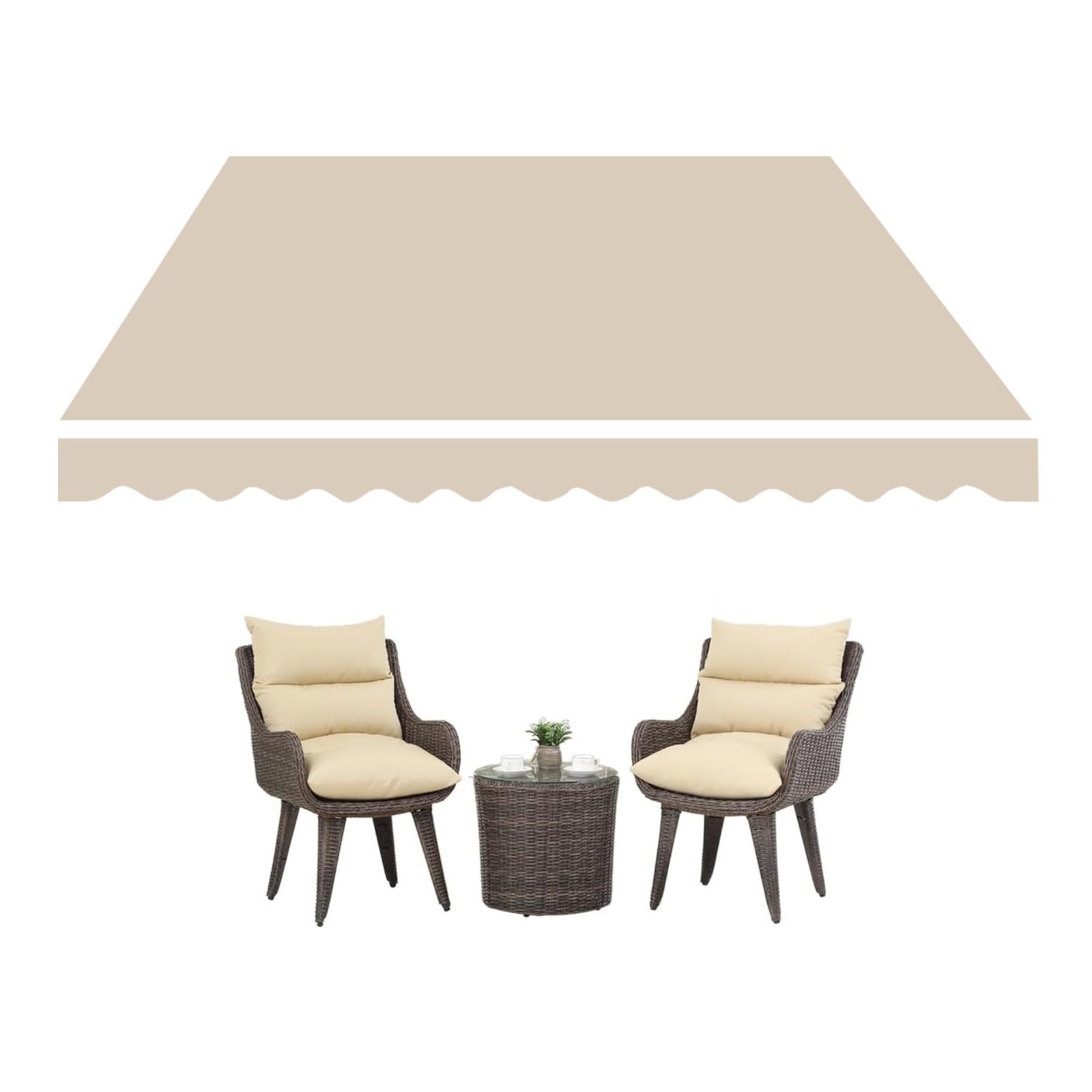XBTGS Tenda retrattile di ricambio in tela di poliestere grigio chiaro, per esterni, patio, parasole, riparo, beige, 300 x 250 cm, beige, 300 x 250 cm (larghezza x altezza)