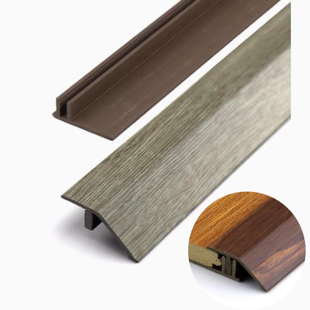 Luysmengeu Gray Laminate Floor Transition Strip，35.4In/90Cm Pvc Threshold Strip，Threshold Reducer With Base，Cuttable Carpet Floor Edge Binding Threshold Strip