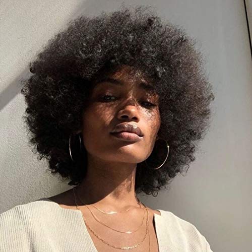 MowigLux Afro Bomb Kinky Curly Wigs with Bangs for Black Women Short Afro Synthetic Hair Wig Large Bouncy and Soft Natural Looking